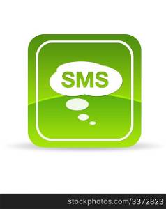 High resolution green mobile SMS Icon on white background.