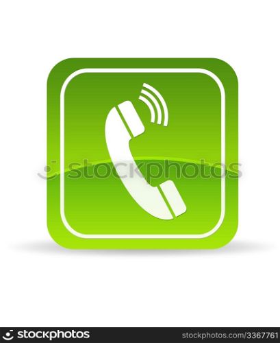 High resolution green phone icon on white background.