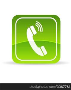 High resolution green phone icon on white background.