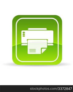 High resolution green printer icon on white background.