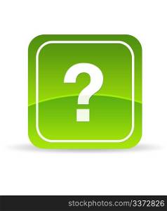 High resolution green question mark icon on white background.