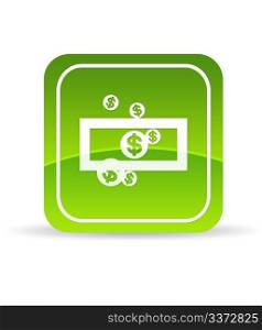 High resolution green save money icon on white background.