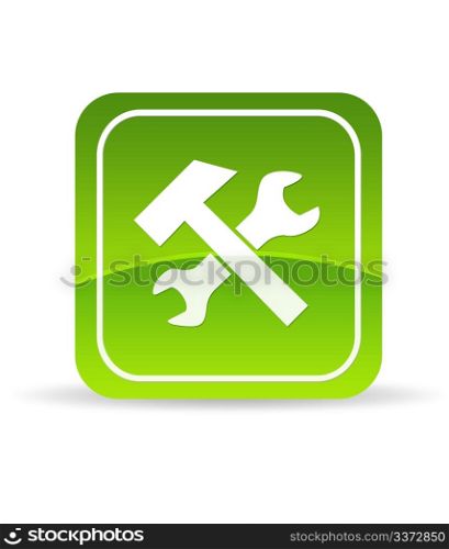 High resolution green tools icon on white background.