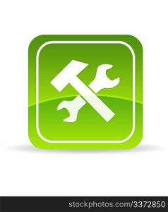 High resolution green tools icon on white background.