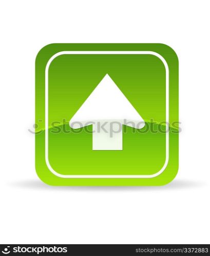 High resolution green upload icon on white background.