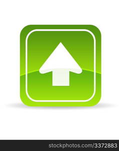 High resolution green upload icon on white background.