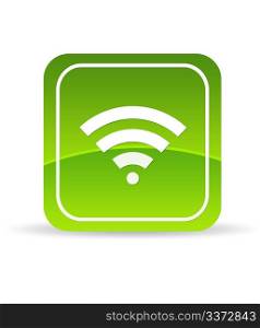 High resolution green wifi icon on white background.