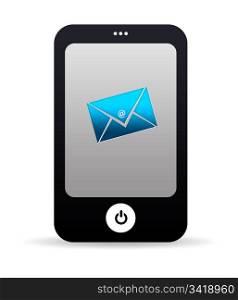 High resolution Mobile phone graphic with an envelope icon.