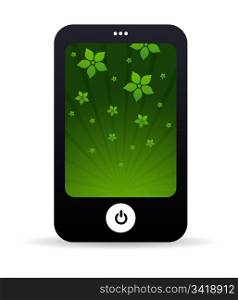 High resolution mobile phone graphic with flower background.