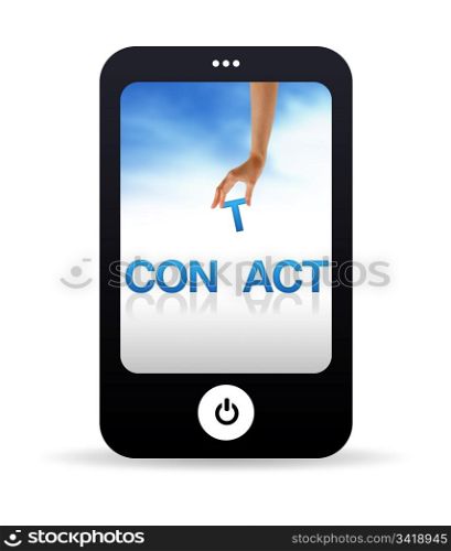 High resolution Mobile phone graphic with the word Contact.