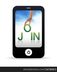 High resolution Mobile phone graphic with the word Join