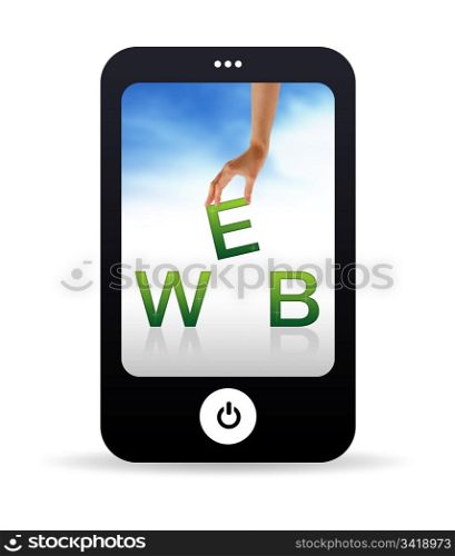 High resolution Mobile phone graphic with the word web