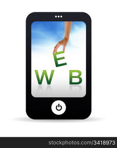 High resolution Mobile phone graphic with the word web