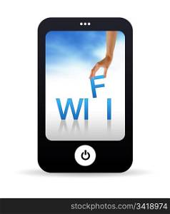 High resolution Mobile phone graphic with the word Wifi