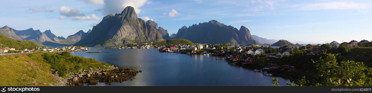 high resolution panorama view of Reine, Lofoten, Norway