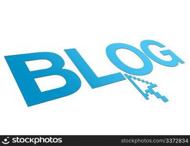 High resolution perspective graphic of a blog sign with mouse pointer.