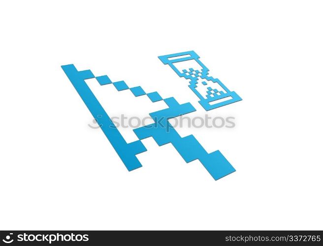 High resolution perspective graphic of a computer cursor with hour glass
