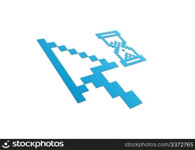 High resolution perspective graphic of a computer cursor with hour glass