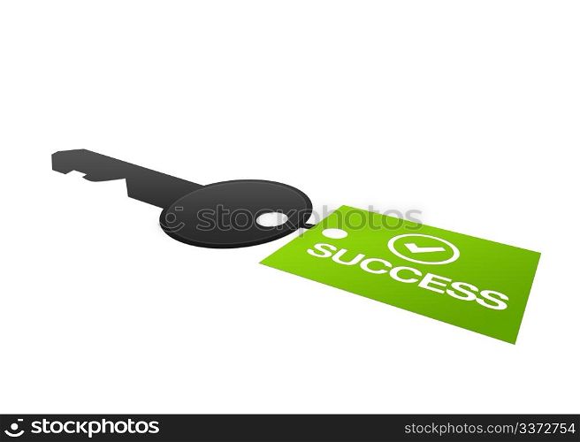 High resolution perspective graphic of a key with success label.