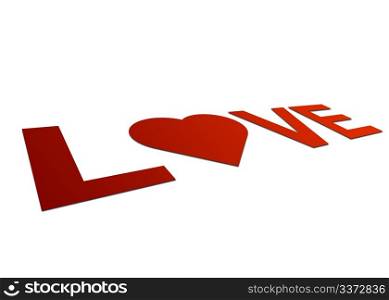 High resolution perspective graphic of a love sign with heart.