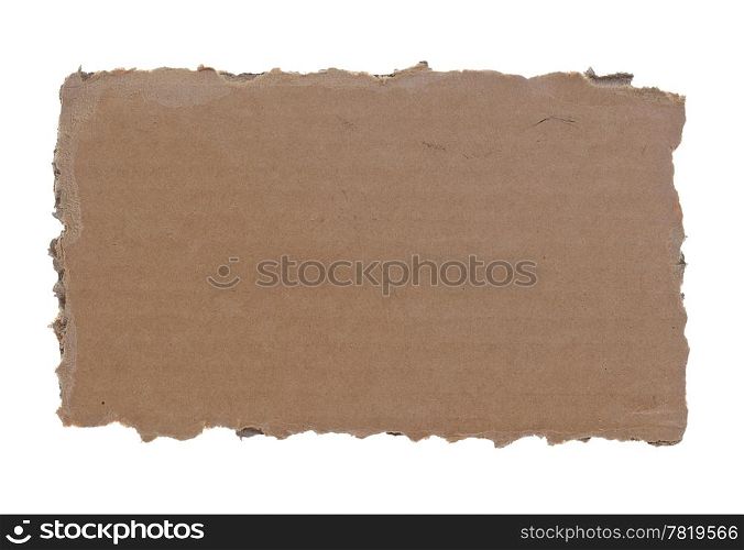 high resolution photograph of torn cardboard piece isolated over white background