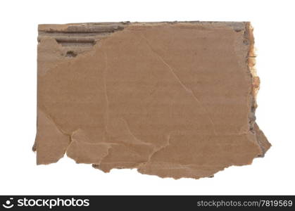 high resolution photograph of torn cardboard piece isolated over white background