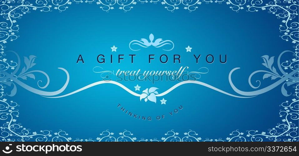 High resolutions gift certificate graphic with floral ornaments.