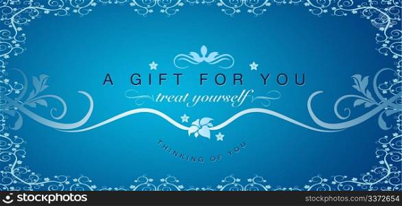 High resolutions gift certificate graphic with floral ornaments.
