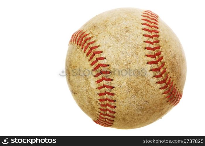 High rez worn baseball on a white background