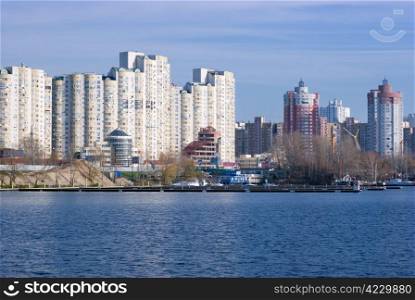High rise apartment buildings by the riverside
