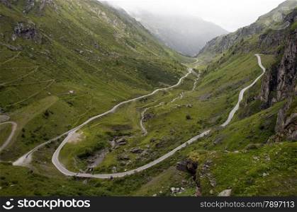 high road in the mountains with curves