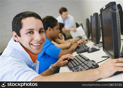 High School Student in Computer Lab