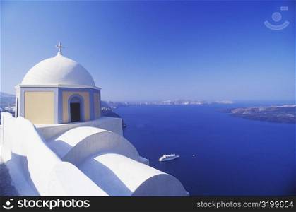 High section view of a church, Santorini, Cyclades Islands, Greece
