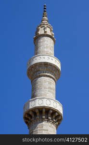 High section view of a minaret, Mosque of Suleyman, Rhodes Old Town, Rhodes, Dodecanese Islands, Greece