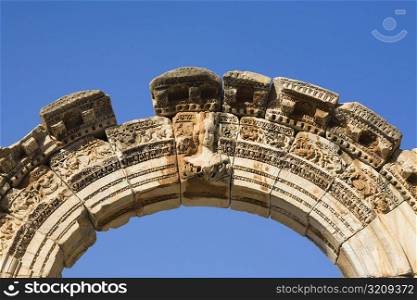 High section view of a ruined gate, Temple of Hadrian, Ephesus, Turkey