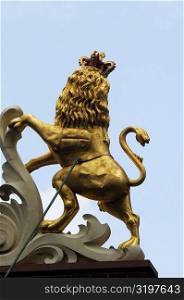 High section view of a statue of a lion, Old State House, Boston, Massachusetts, USA