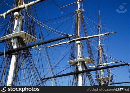 High section view of the masts of a sailing ship, Boston, Massachusetts, USA