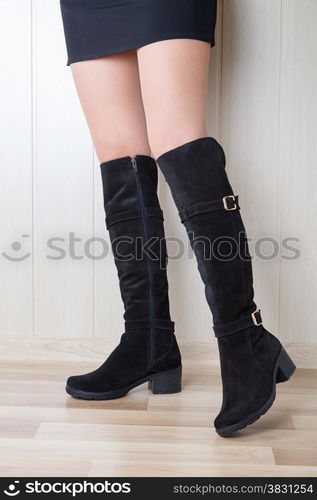 high suede boots with beautiful legs