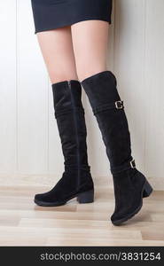 high suede boots with beautiful legs