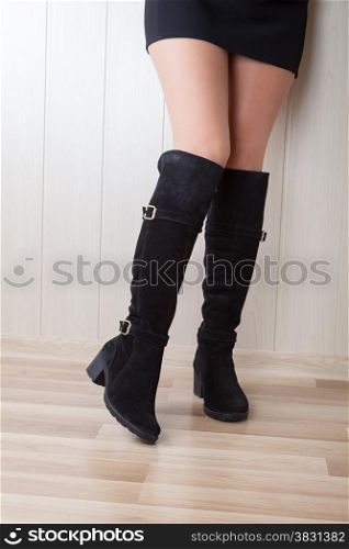 high suede boots with beautiful legs