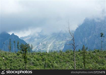 High Tatras summer cloudy mountain view (Slovakia)