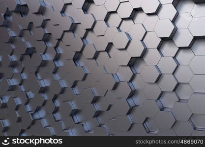 High tech cube. Background image of futuristic concept with silver cube elements