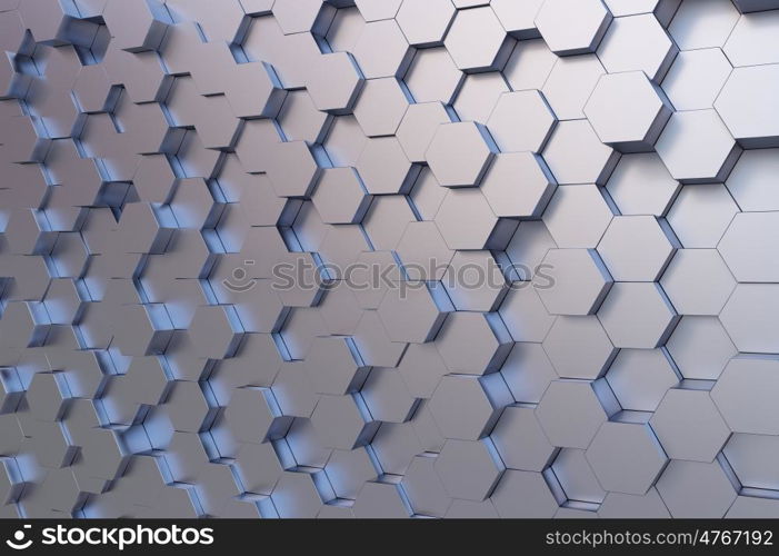 High tech cube. Background image of futuristic concept with silver cube elements