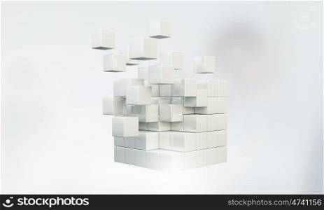 High tech cube figure. High tech concept with 3D rendering cube figure