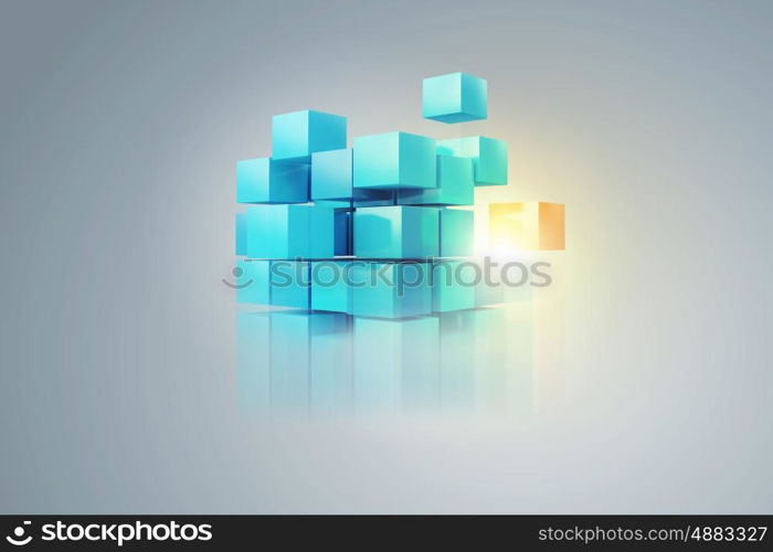 High tech cube figure. High tech concept with 3D rendering cube figure