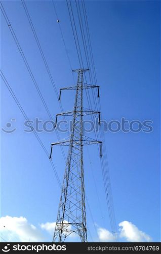 High tension overhead power lines