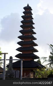 High tower in temple in balinese temple, bali