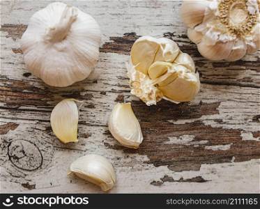 high view garlic rustic table