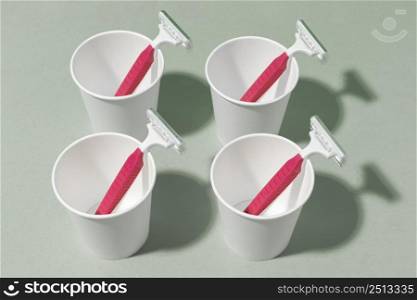 high view pink razor blades cups
