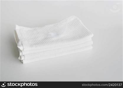 high view stacked white towels